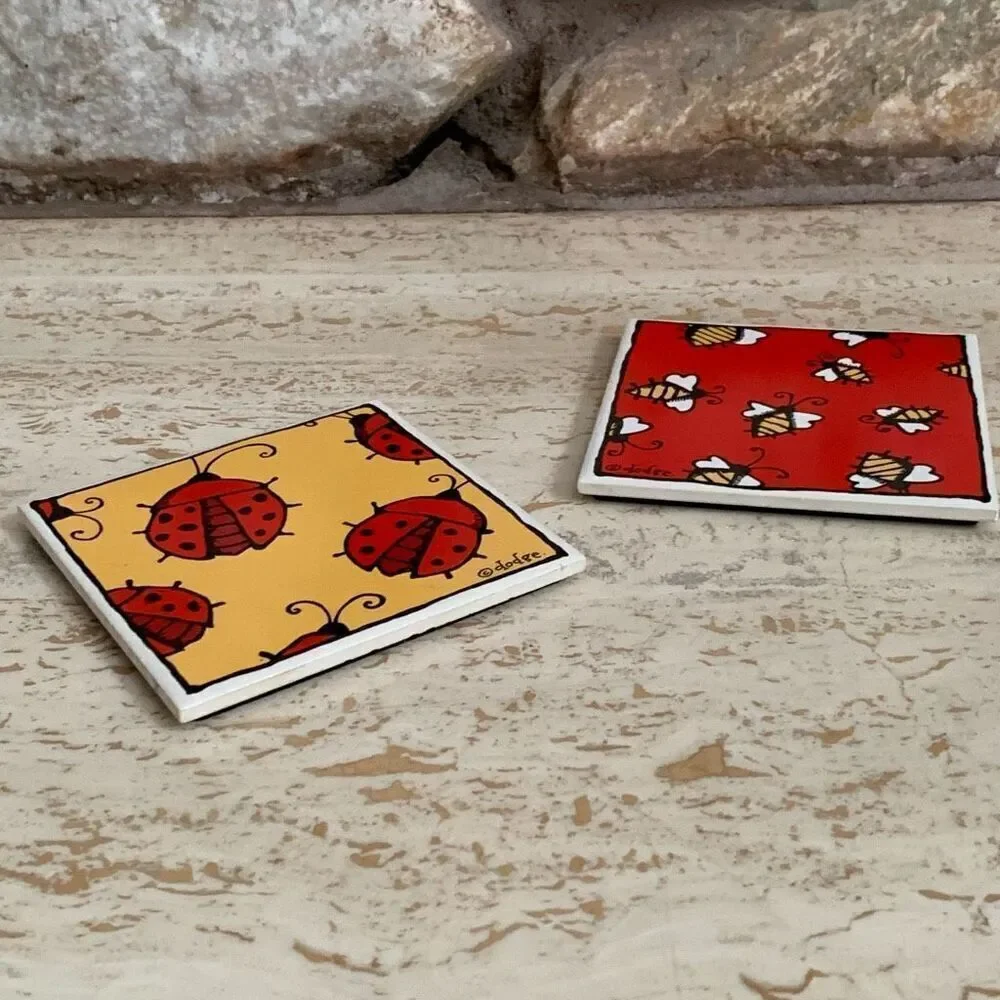 Lady Bug & Bubble bee trivet coaster by Ursala Dodge from Starbucks